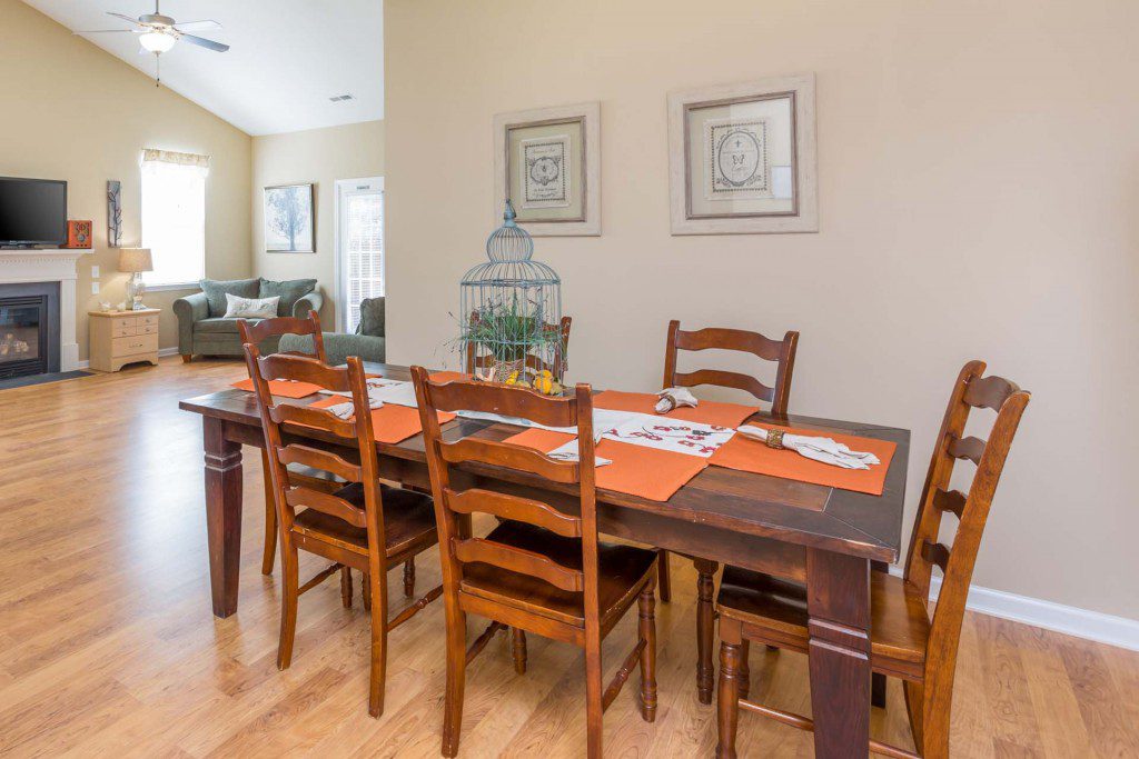 Dining table set for a shared meal at Avendelle at Lazy River